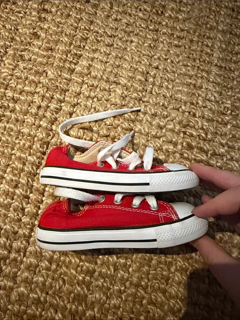 Converse Kids Red Low-Top Canvas Sneakers with White Accents